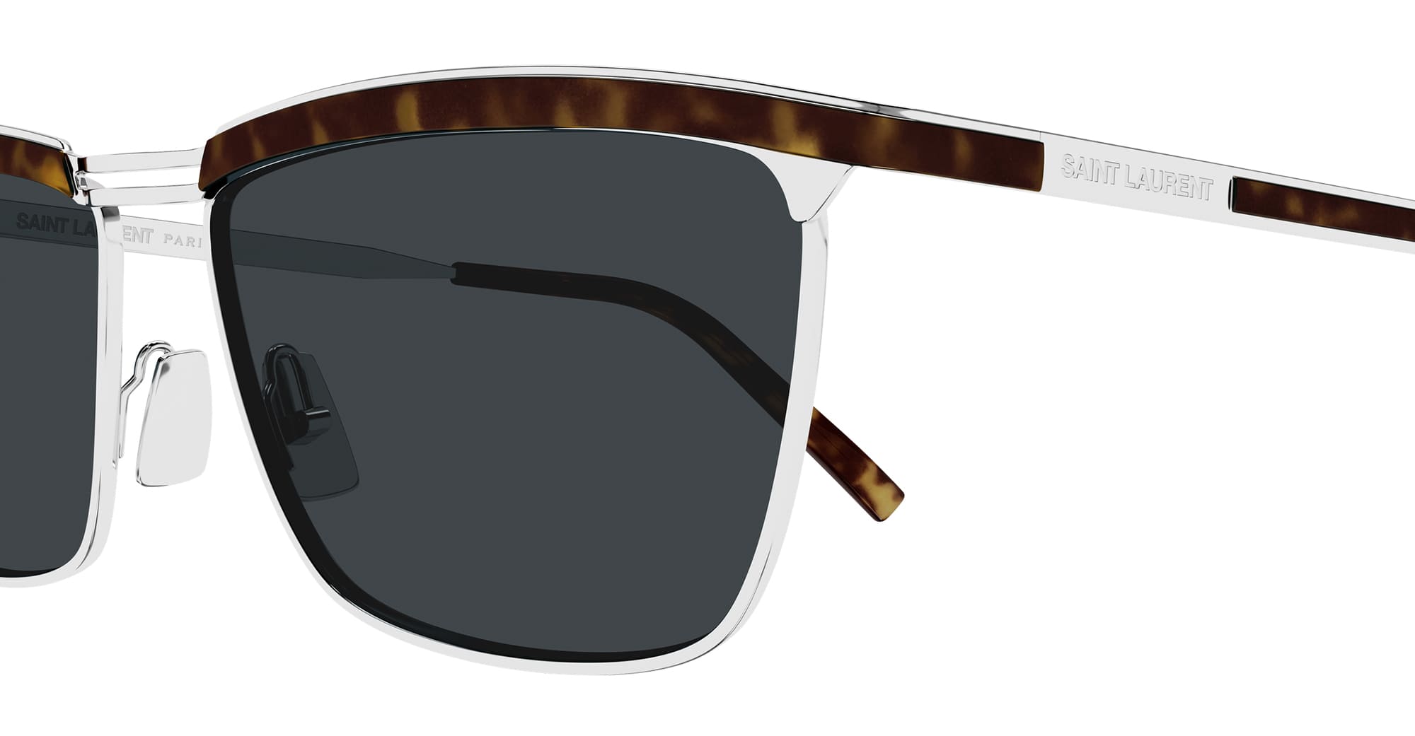 Ottica Mondello Roma - Saint Laurent - SL 795 JOE-002 - SL 795 JOE-002 - SILVER / HAVANA - Acetate - shape Rectangular - dark Havana, silver - EYEWEAR - SUNGLASSES - Unisex,Uomo,Donna,Women,Men - lens Grey - Made In Italy