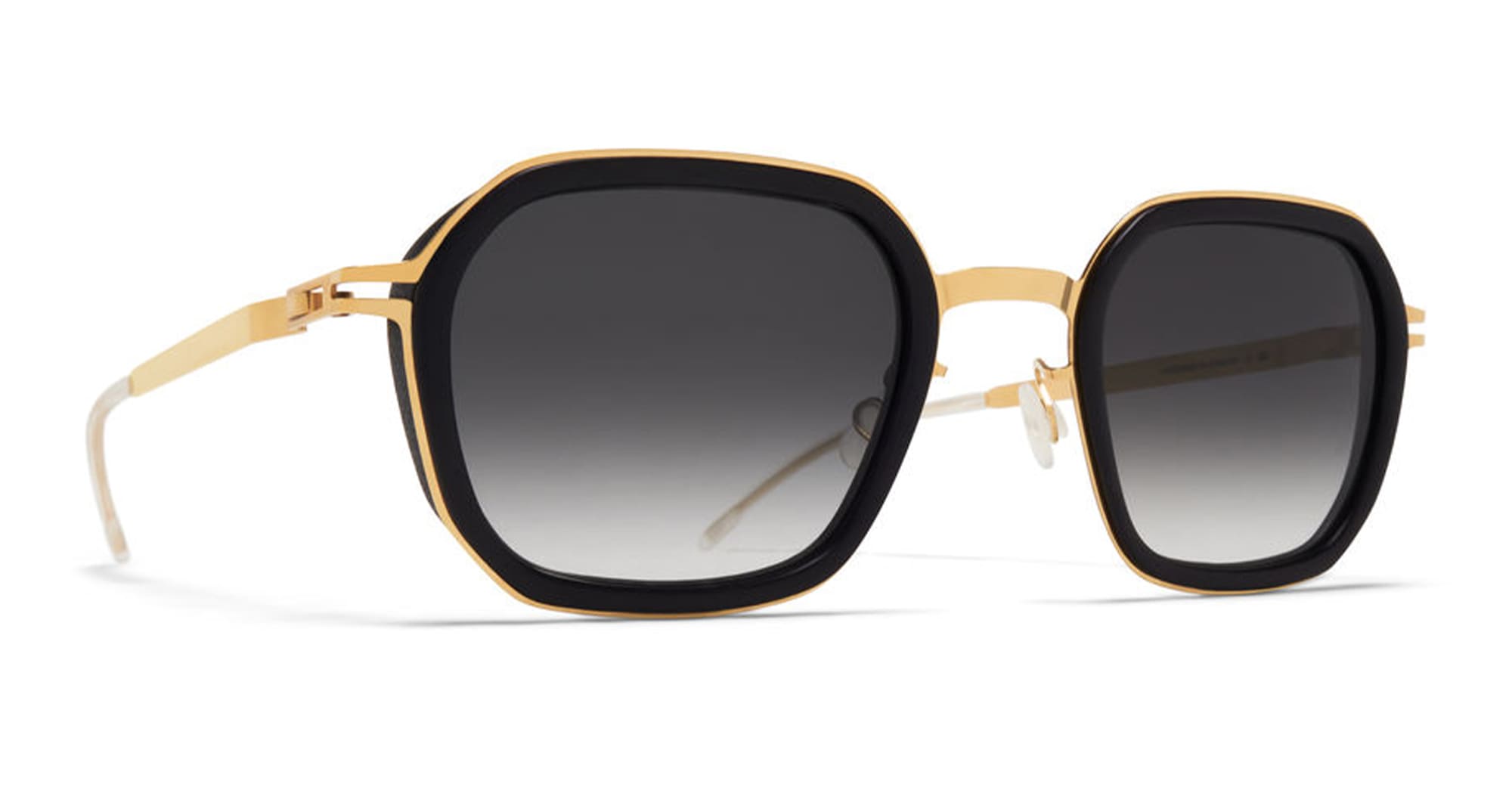 Ottica Mondello Roma - Mykita - 10091573 - BEAM - MH7 PITCH BLACK / GLOSSY GOLD - stainless steel - shape Squared - gold, black - EYEWEAR - SUNGLASSES - Unisex,Uomo,Donna,Women,Men - lens Gradient grey - Made In Germany