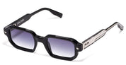 Ottica Mondello Roma - John Dalia - P06-C605 - PROJECT 06 - C605 - Shiny Black / Platine Plated - Acetate - shape Rectangular - black, silver - EYEWEAR - SUNGLASSES - Unisex,Uomo,Donna,Women,Men - lens Gradient blue - Made In France