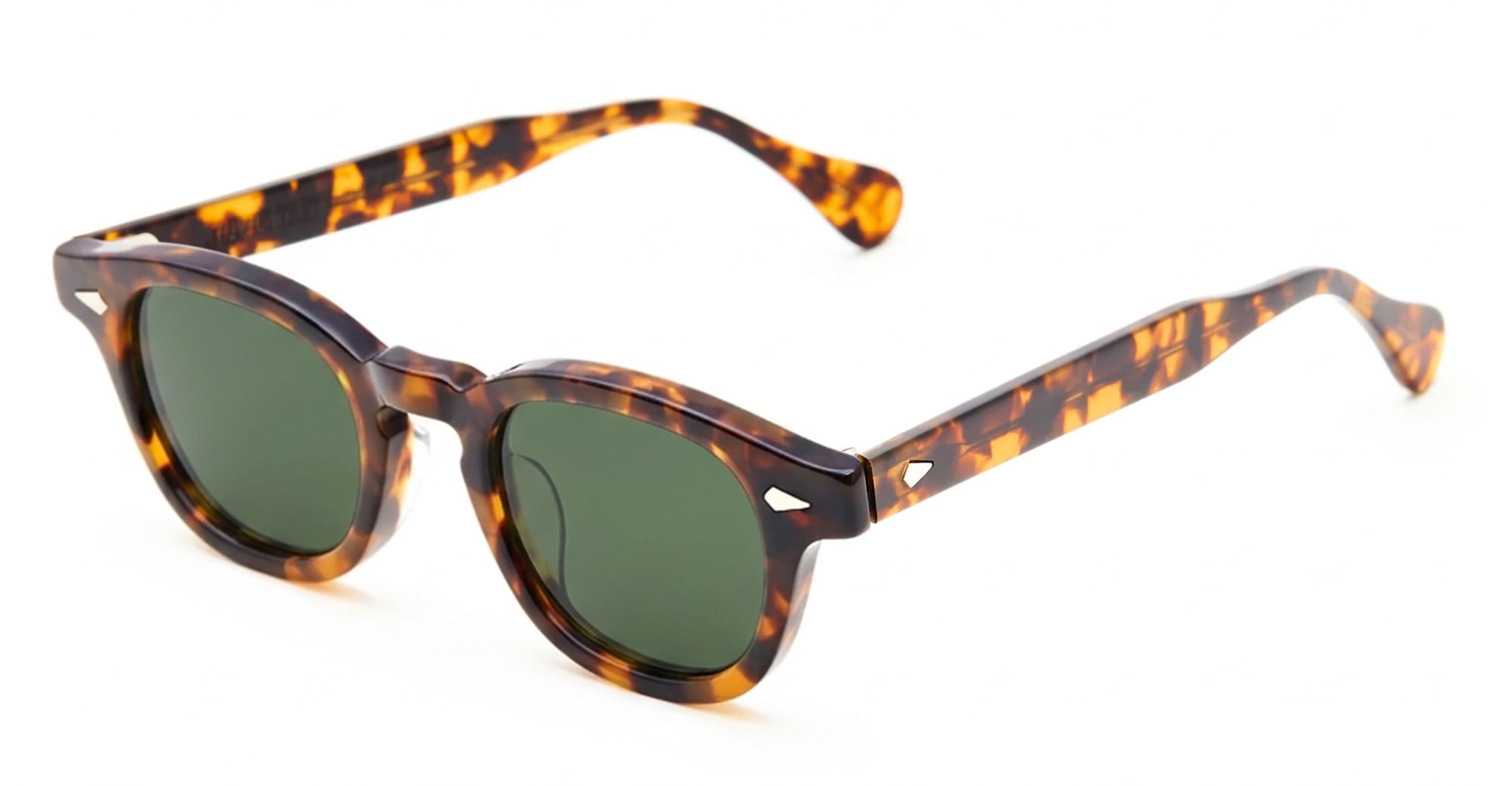  DARK GREEN LENS - Acetate - shape Panto - Tortoise - EYEWEAR - SUNGLASSES - Unisex,Uomo,Donna,Women,Men - lens Green - Made In Japan