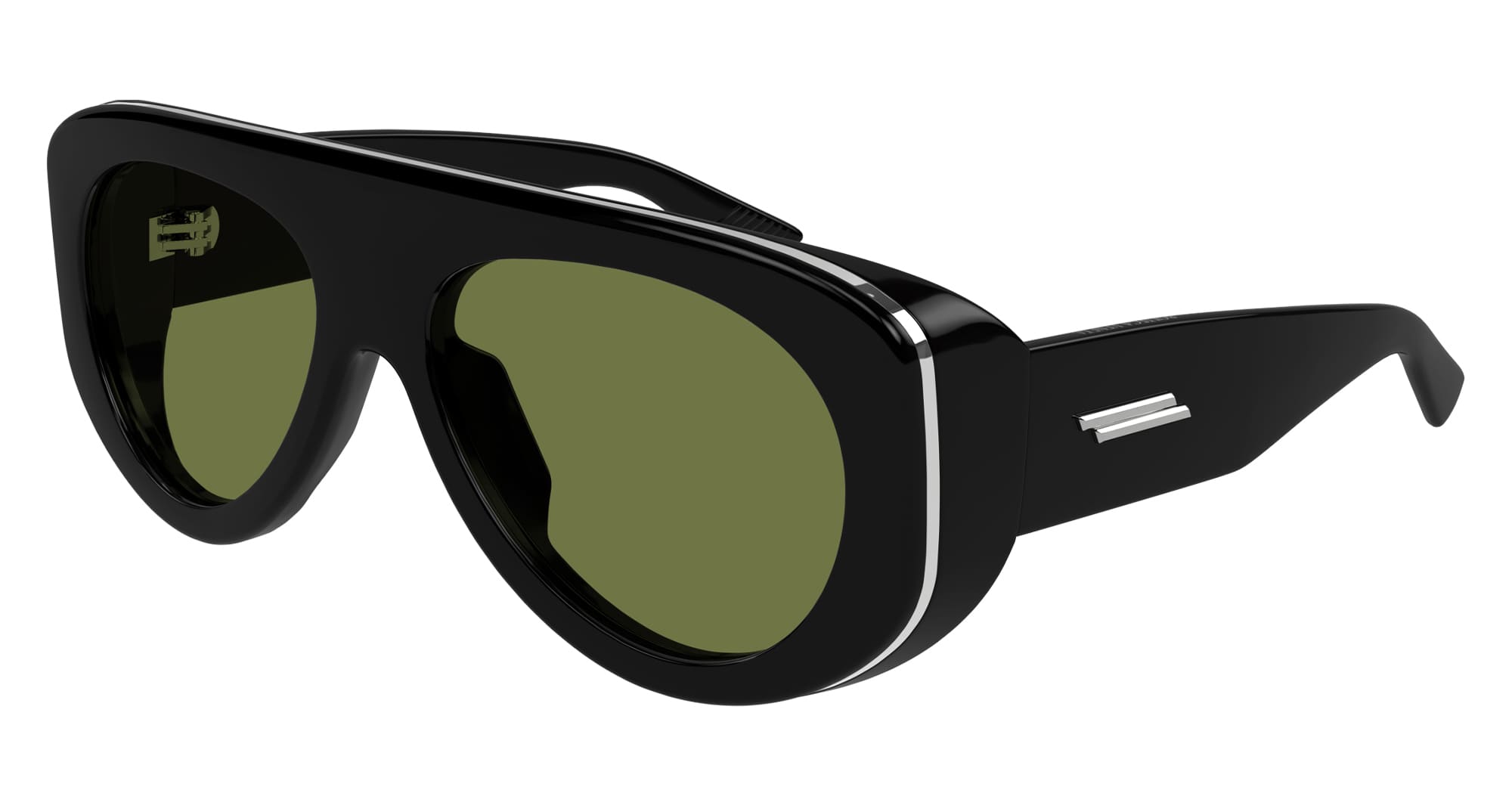 Ottica Mondello Roma - Bottega Veneta - BV1362S-006 - BV1362S-006 - BLACK / GREEN LENS - nylon - shape Pilot - Black - EYEWEAR - SUNGLASSES - Unisex,Uomo,Donna,Women,Men - lens Green - Made In Japan