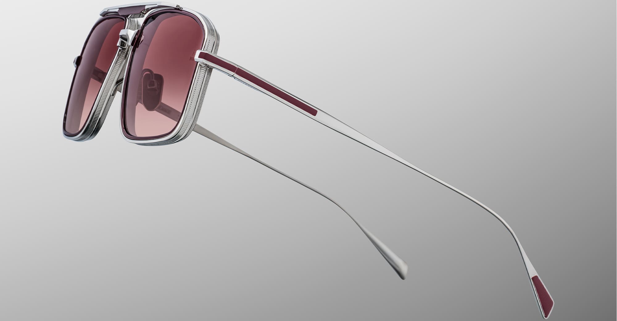 Ottica Mondello Roma - Jacques Marie Mage - JMMER-17H - EARL - BORDEAUX - Titanium - shape Navigator - Silver - EYEWEAR - SUNGLASSES - Uomo,Men - lens burgundy - Made In Japan