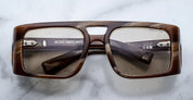 Ottica Mondello Roma - Jacques Marie Mage - JMMWS-10Y6 - DECADE COLLECTION: WINDSOR - BARK HORN - Acetate - shape Rectangular - black, brown - EYEWEAR - SUNGLASSES - Uomo,Men - lens khaki - Made In Japan