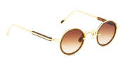 Ottica Mondello Roma - Sato - Naos-YG-C-1 - NAOS - YELLOW GOLD / CHOCOLATE - titanium, acetate - shape Round - Gold, brown - EYEWEAR - SUNGLASSES - Unisex,Uomo,Donna,Women,Men - lens Gradient brown - Made In Japan