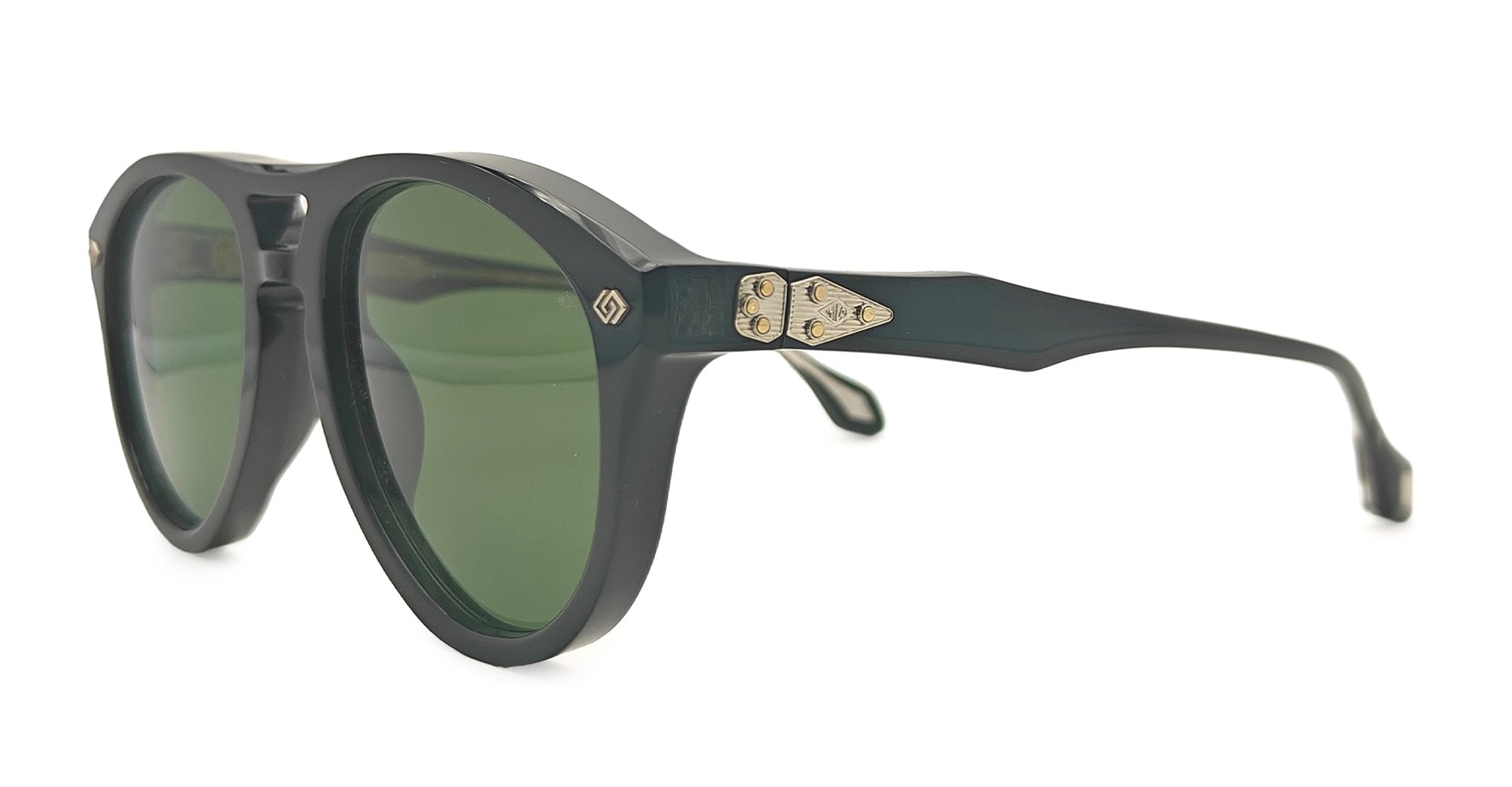  GREEN LENS - Acetate - shape Pilot - Black - EYEWEAR - SUNGLASSES - Unisex,Uomo,Donna,Women,Men - lens Green - Made In Japan