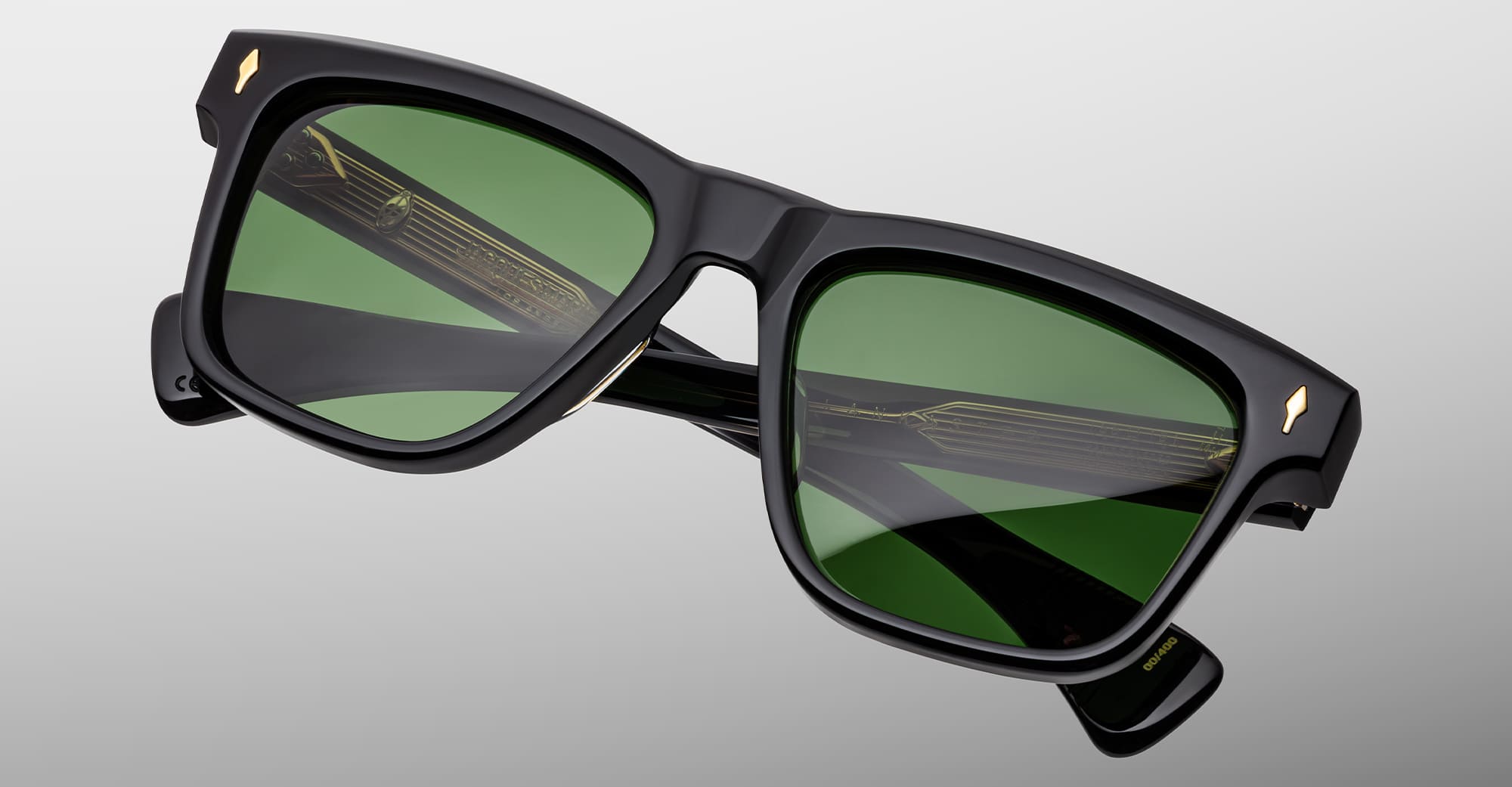 Ottica Mondello Roma - Jacques Marie Mage - JMMLS-18V - LANKASTER - VENOM - Acetate - shape Squared - Black - EYEWEAR - SUNGLASSES - Unisex,Uomo,Donna,Women,Men - lens Green - Made In Japan