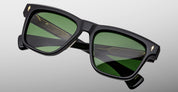 Ottica Mondello Roma - Jacques Marie Mage - JMMLS-18V - LANKASTER - VENOM - Acetate - shape Squared - Black - EYEWEAR - SUNGLASSES - Unisex,Uomo,Donna,Women,Men - lens Green - Made In Japan