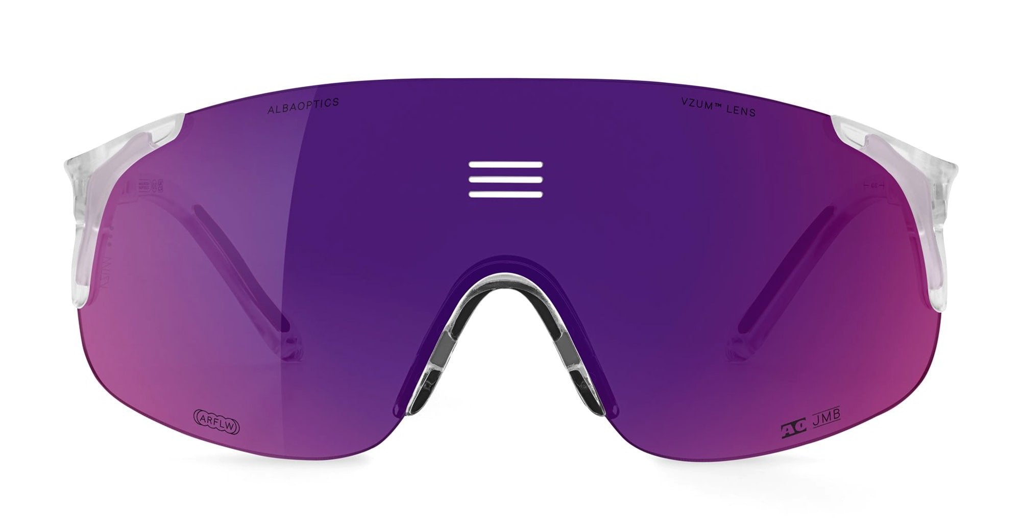 Ottica Mondello Roma - Alba Optics - 8050054516288 - JUMBO - CRYSTAL GLOSSY / VZUM PLASMA - Tr90 - shape Mask - Crystal - EYEWEAR - SUNGLASSES - Unisex,Uomo,Donna,Women,Men - lens purple - Made In Italy