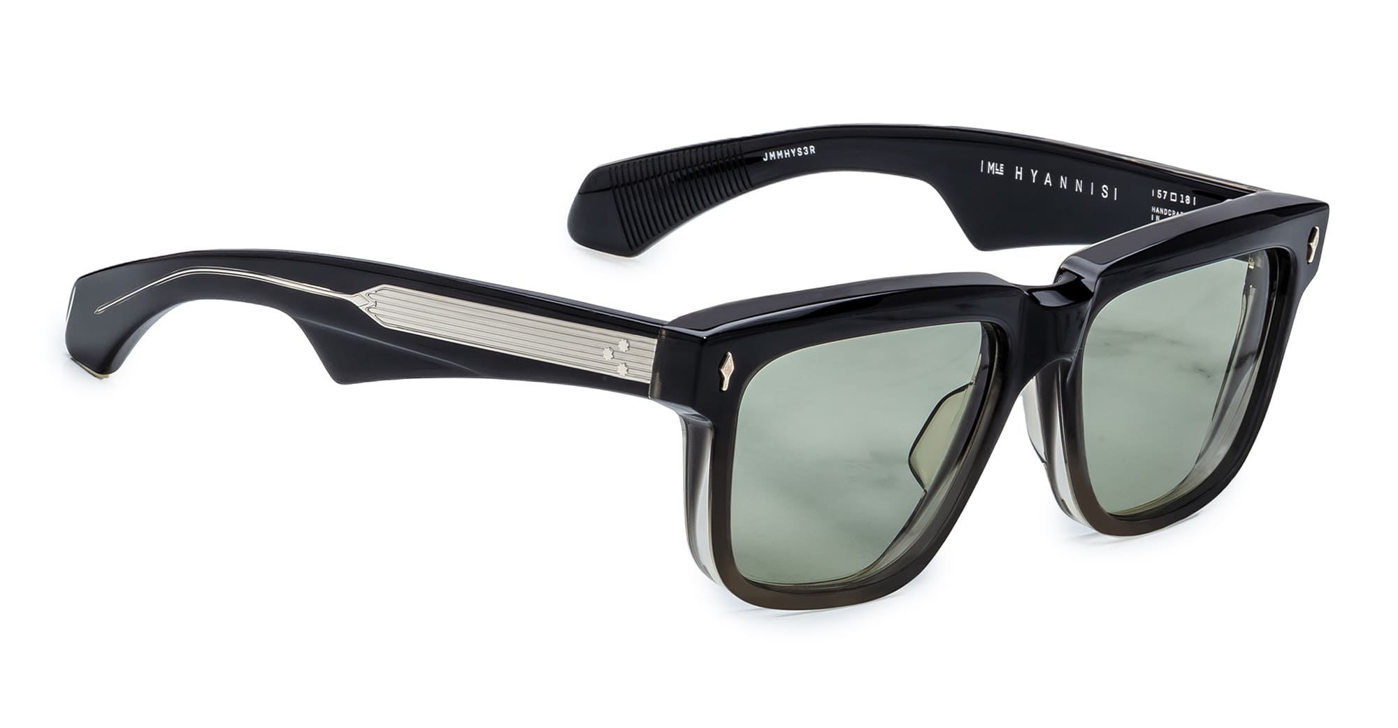 Ottica Mondello Roma - Jacques Marie Mage - JMMHYS-3R - HYANNIS - BLACK FADE - Acetate - shape Rectangular - Black - EYEWEAR - SUNGLASSES - Unisex,Uomo,Donna,Women,Men - lens light green - Made In Japan