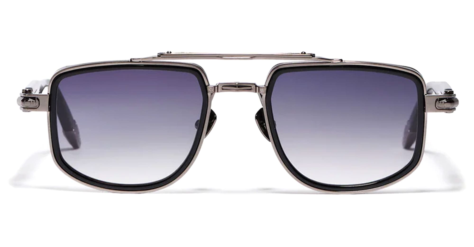  Brushed Ruthenium - Metal - shape Geometric - Black, Grey - EYEWEAR - SUNGLASSES - Unisex,Uomo,Donna,Women,Men - lens Gradient blue - Made In France