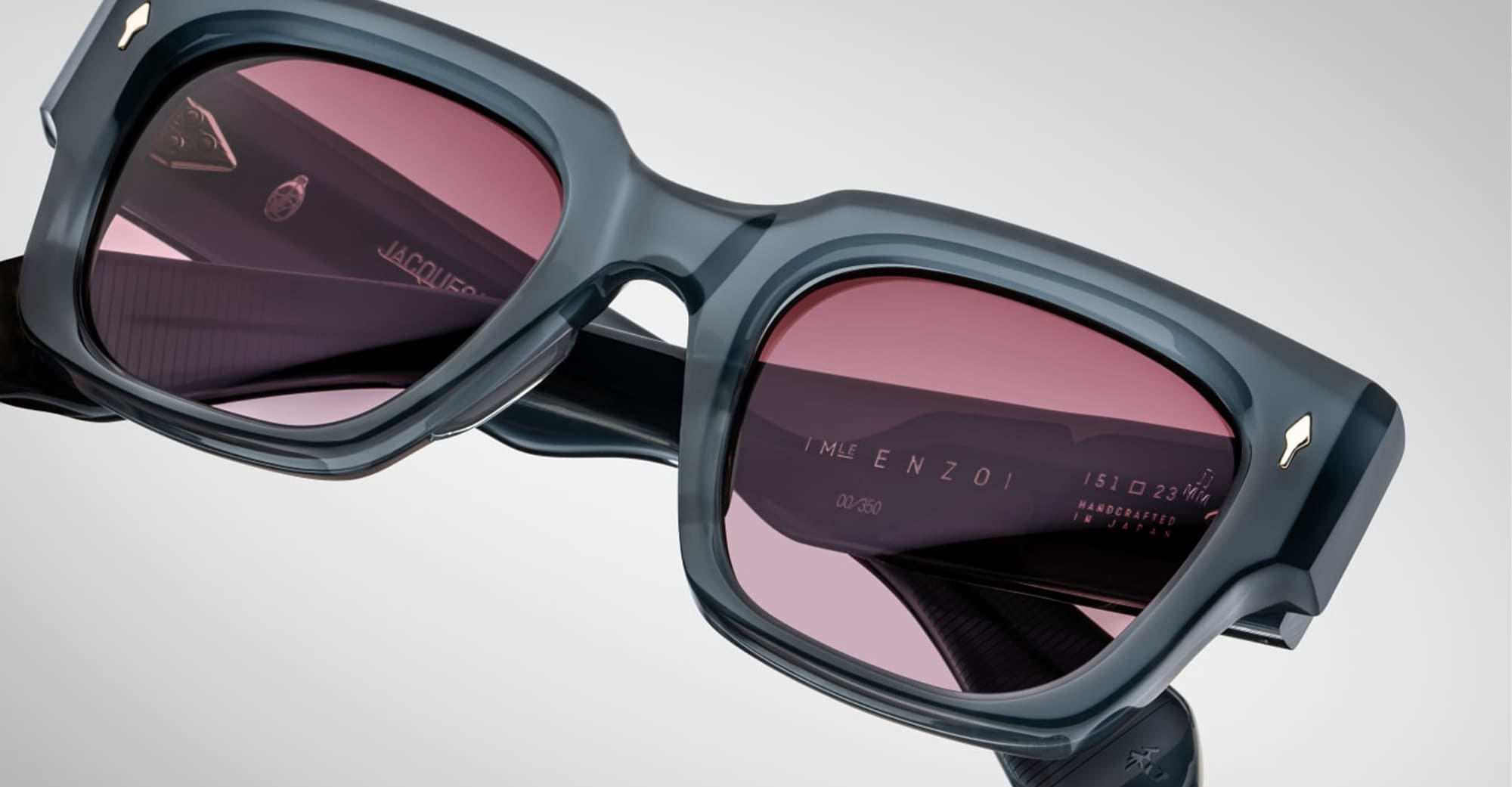 Ottica Mondello Roma - Jacques Marie Mage - JMMEZ-13Y - ENZO - MINK - Acetate - shape Squared - grey - EYEWEAR - SUNGLASSES - Unisex,Uomo,Donna,Women,Men - lens Pink - Made In Japan