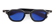 Ottica Mondello Roma - Sato - Menkar-N-AS-1 - MENKAR - NOIR / ANTIQUE SILVER - Acetate - shape Squared - black, silver - EYEWEAR - SUNGLASSES - Unisex,Uomo,Donna,Women,Men - lens Blue - Made In Japan