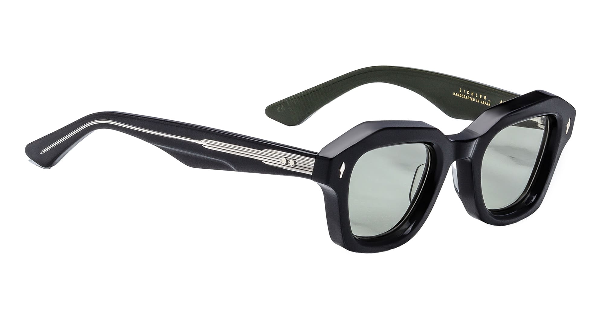 Ottica Mondello Roma - Jacques Marie Mage - JMMQE-16C - EICHLER - COBRA - Acetate - shape Squared - Black - EYEWEAR - SUNGLASSES - Unisex,Uomo,Donna,Women,Men - lens Green - Made In Japan