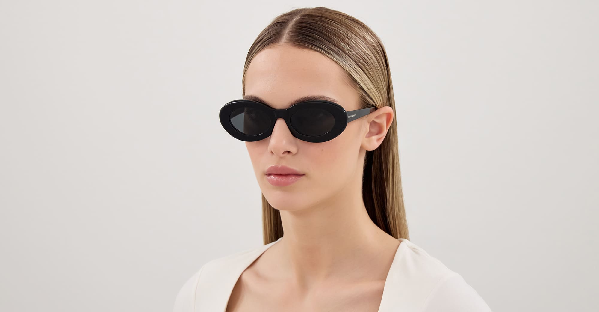 Ottica Mondello Roma - Saint Laurent - SL 594-008 - SL 594-008 - BLACK - Acetate - shape Oval - Black - EYEWEAR - SUNGLASSES - Donna,Women - lens Grey - Made In Italy