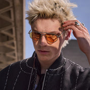 Ottica Mondello Roma - Cutler and Gross - GFSN-017-54-01 - THE GREAT FROG - LYNOTT - GUNMETAL - Titanium - shape Aviator - grey - EYEWEAR - SUNGLASSES - Unisex,Uomo,Donna,Women,Men - lens orange - Made In Japan