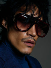 Ottica Mondello Roma - T HENRI - TRAE - TR2 - SHADOW II - Acetate - shape Aviator - Black - EYEWEAR - SUNGLASSES - Unisex,Uomo,Donna,Women,Men - lens gradient yellow - Made In Japan