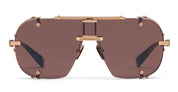 Ottica Mondello Roma - Balmain - BPS-170C-63 - COLONEL - ROSE GOLD / BROWN SWIRL - titanium, acetate - shape Navigator - brown, gold - EYEWEAR - SUNGLASSES - Unisex,Uomo,Donna,Women,Men - lens Brown - Made In Japan