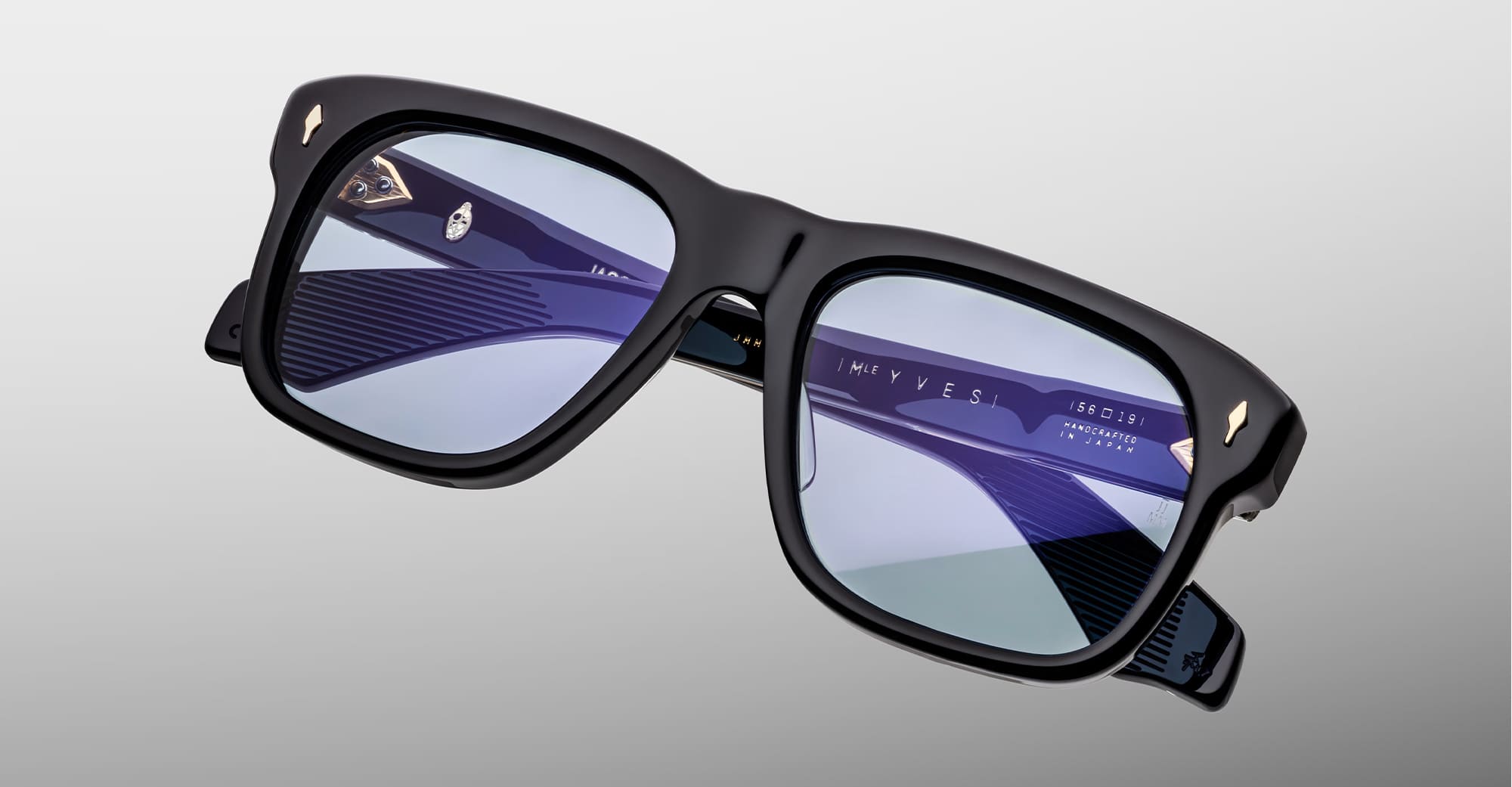Ottica Mondello Roma - Jacques Marie Mage - JMMYV-K5 - YVES - OBSURE - Acetate - shape Squared - Black - EYEWEAR - SUNGLASSES - Unisex,Uomo,Donna,Women,Men - lens Blue - Made In Japan