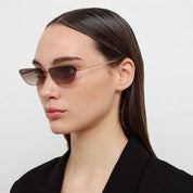 Ottica Mondello Roma - LINDA FARROW - LFL1513C3SUN - CLEO - ROSE GOLD - Titanium - shape Cat-eye - rose gold - EYEWEAR - SUNGLASSES - Donna,Women - lens Gradient brown - Made In Japan