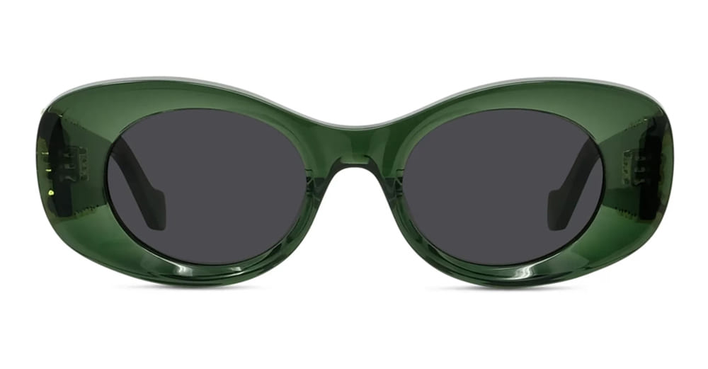 Ottica Mondello Roma - Loewe - LW40175U4998A - MAXI ANAGRAM LW40175U - GREEN - Acetate - shape Oval - green - EYEWEAR - SUNGLASSES - Donna,Women - lens Grey - Made In Italy