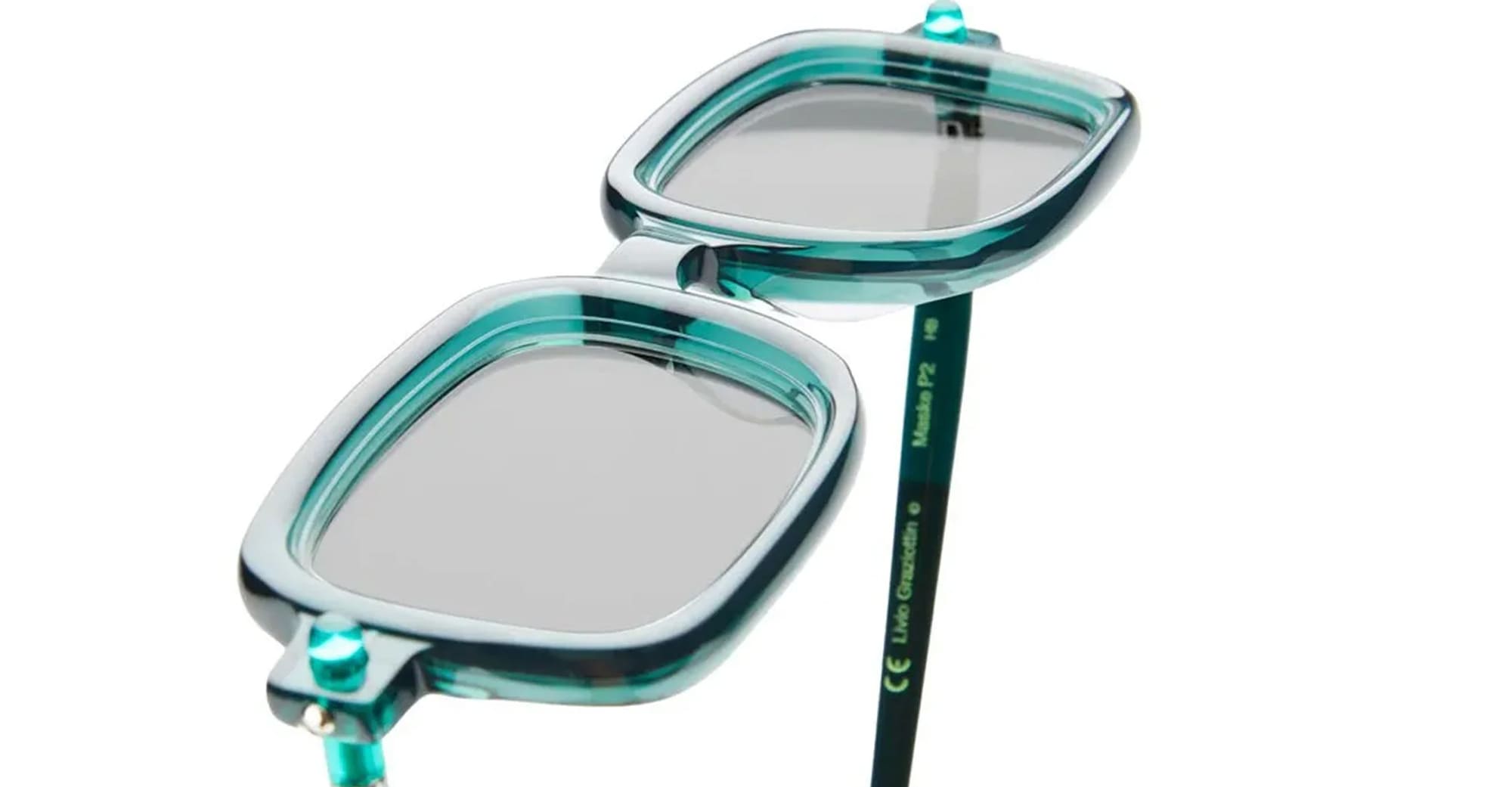Ottica Mondello Roma - Kuboraum - KRS0P2HB0000002F - MASK P2 HB - HAMBURGER BANOFF - Metal - shape Rectangular - green - EYEWEAR - SUNGLASSES - Unisex,Uomo,Donna,Women,Men - lens light grey - Made In Italy