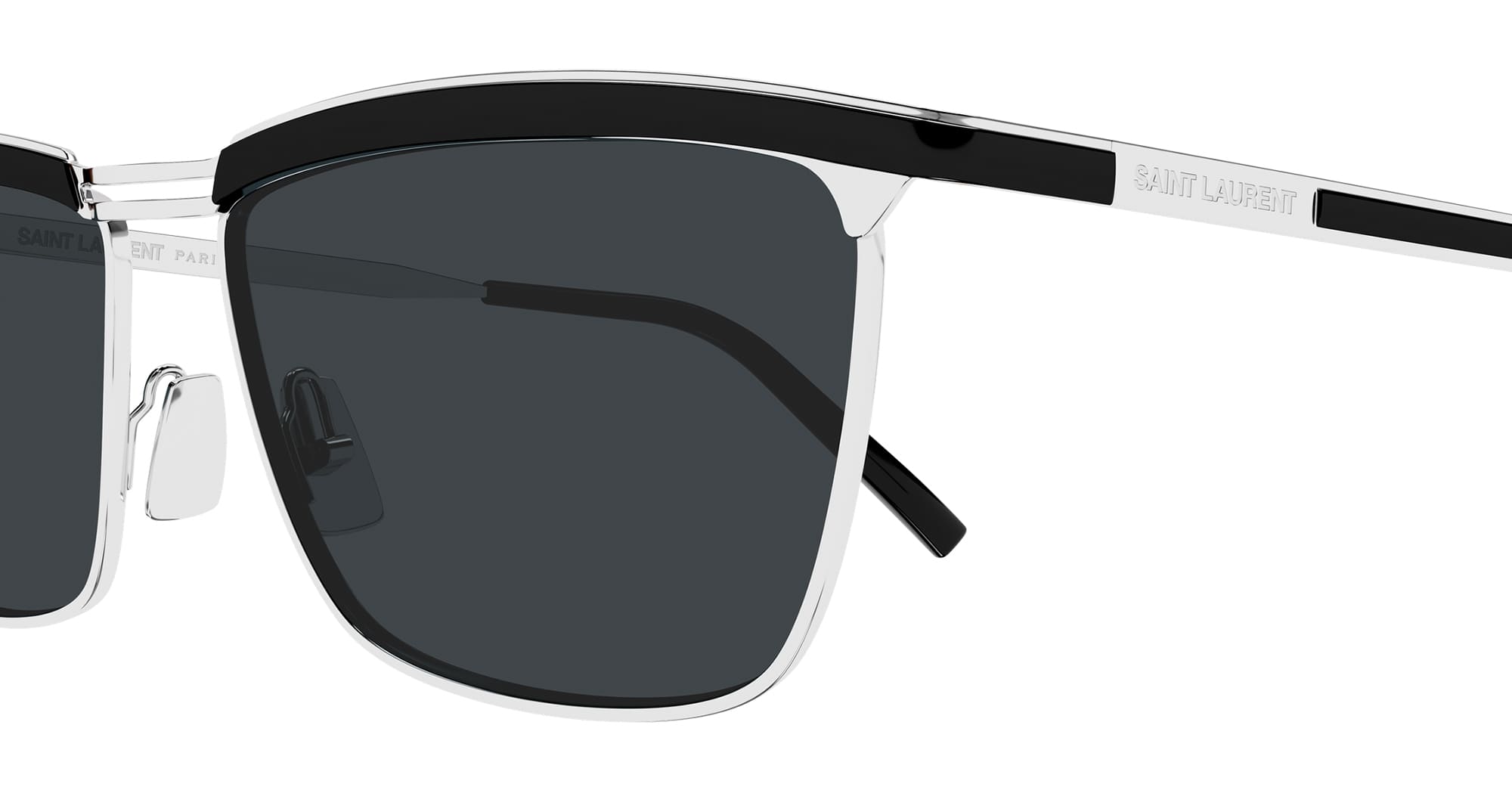 Ottica Mondello Roma - Saint Laurent - SL 795 JOE-003 - SL 795 JOE-003 - SILVER / BLACK - Acetate - shape Rectangular - silver, black - EYEWEAR - SUNGLASSES - Unisex,Uomo,Donna,Women,Men - lens Grey - Made In Italy