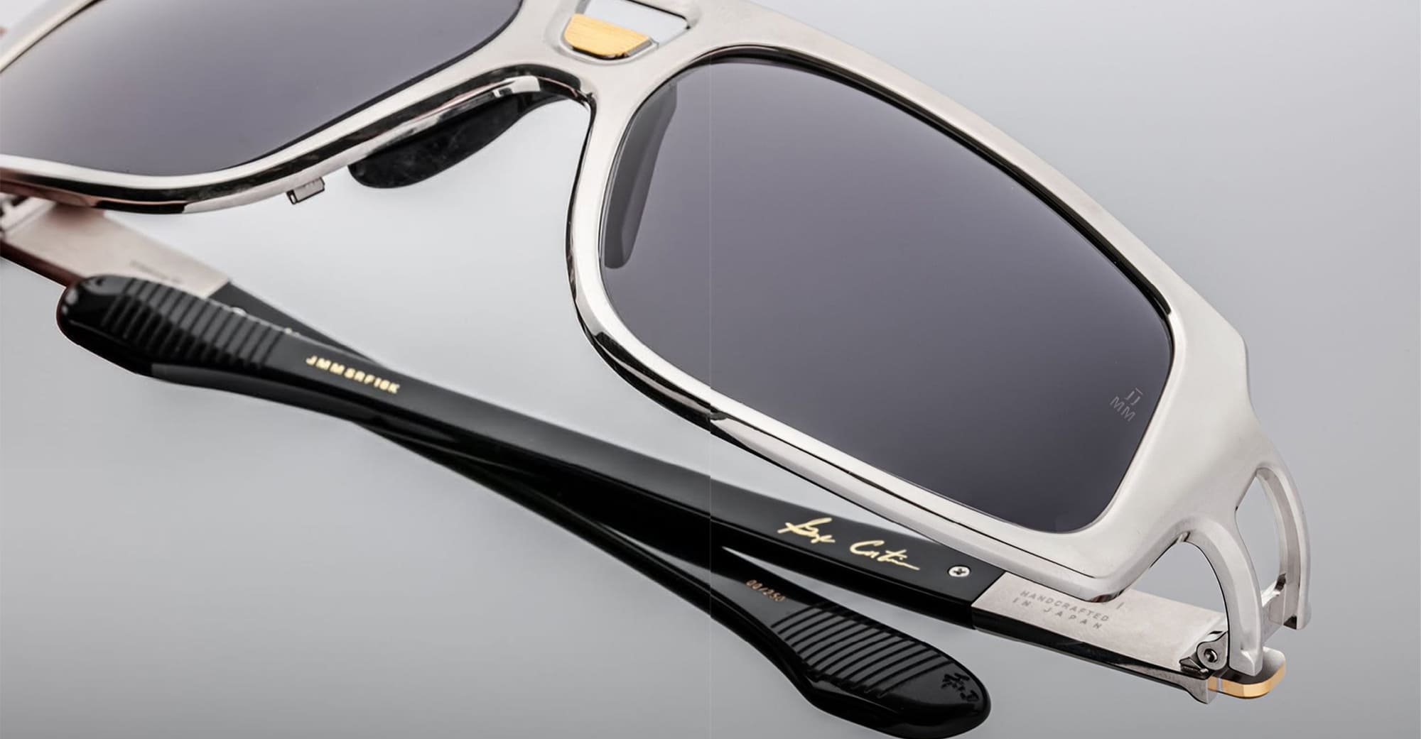 Ottica Mondello Roma - Jacques Marie Mage - JMMSRF-16K - SCARFACE - PLATINUM - titanium, acetate - shape Navigator - Silver - EYEWEAR - SUNGLASSES - Uomo,Men - lens Black - Made In Japan