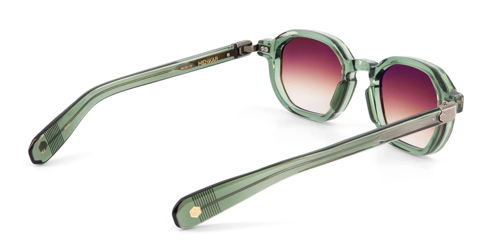 Ottica Mondello Roma - Sato - Menkar-GC-AG-1 - MENKAR - GREEN CRYSTAL / ANTIQUE GOLD - Acetate - shape Squared - green - EYEWEAR - SUNGLASSES - Unisex,Uomo,Donna,Women,Men - lens Gradient brown - Made In Japan