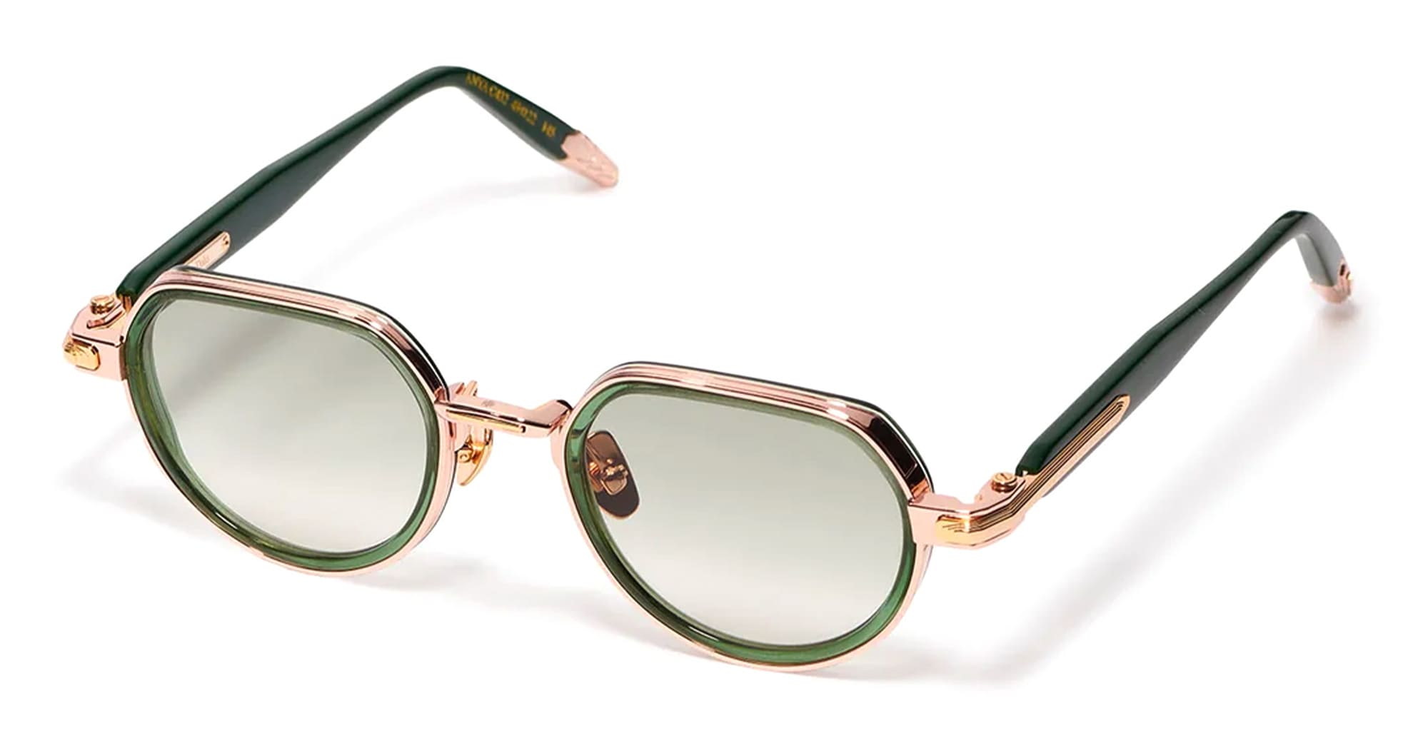 Ottica Mondello Roma - John Dalia - ANYA-C432 - ANYA - C432 Dark Green / Rose Gold / Yellow Gold - Metal - shape Round - green, gold - EYEWEAR - SUNGLASSES - Unisex,Uomo,Donna,Women,Men - lens Gradient green - Made In France