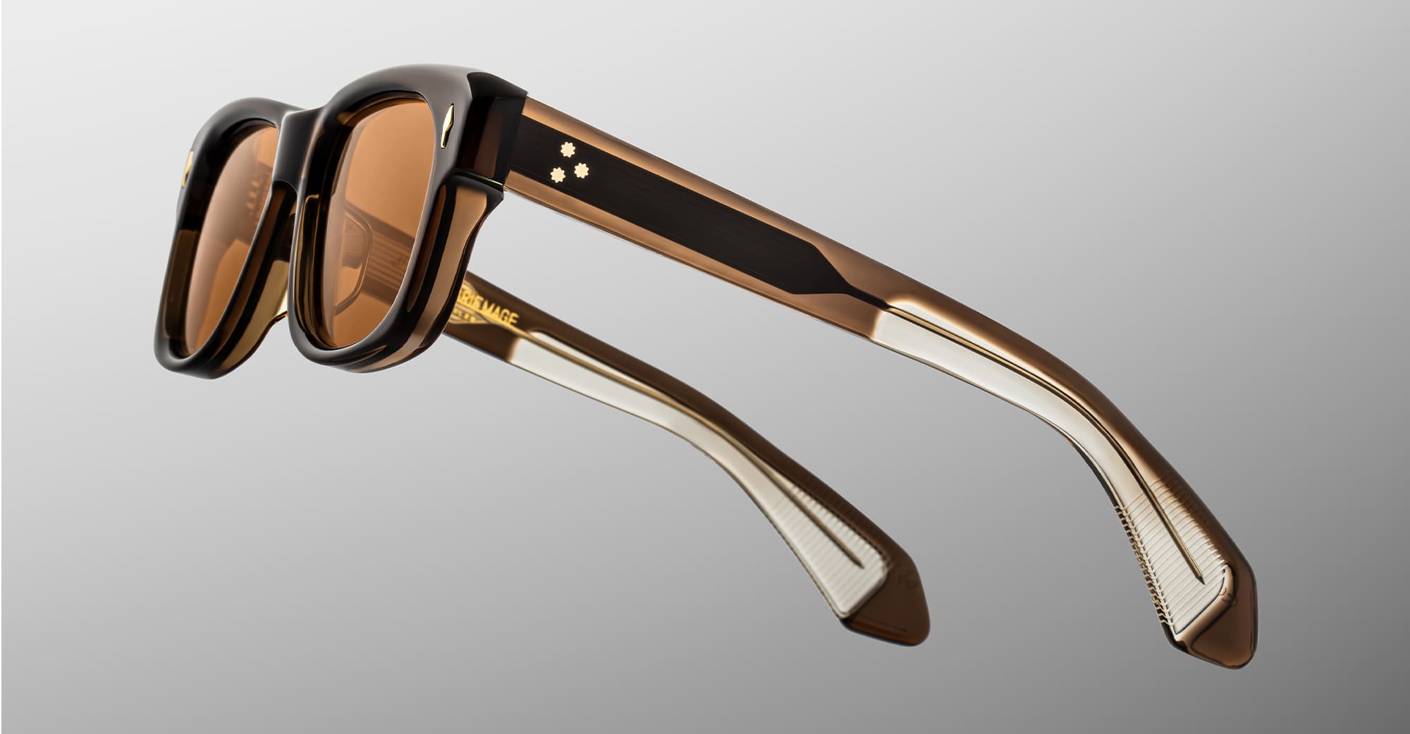 Ottica Mondello Roma - Jacques Marie Mage - JMMJFT-6H - JEFF GOLDBLUM FOR JMM: FLY - LONDON - Acetate - shape Rectangular - brown - EYEWEAR - SUNGLASSES - Unisex,Uomo,Donna,Women,Men - lens orange - Made In Japan