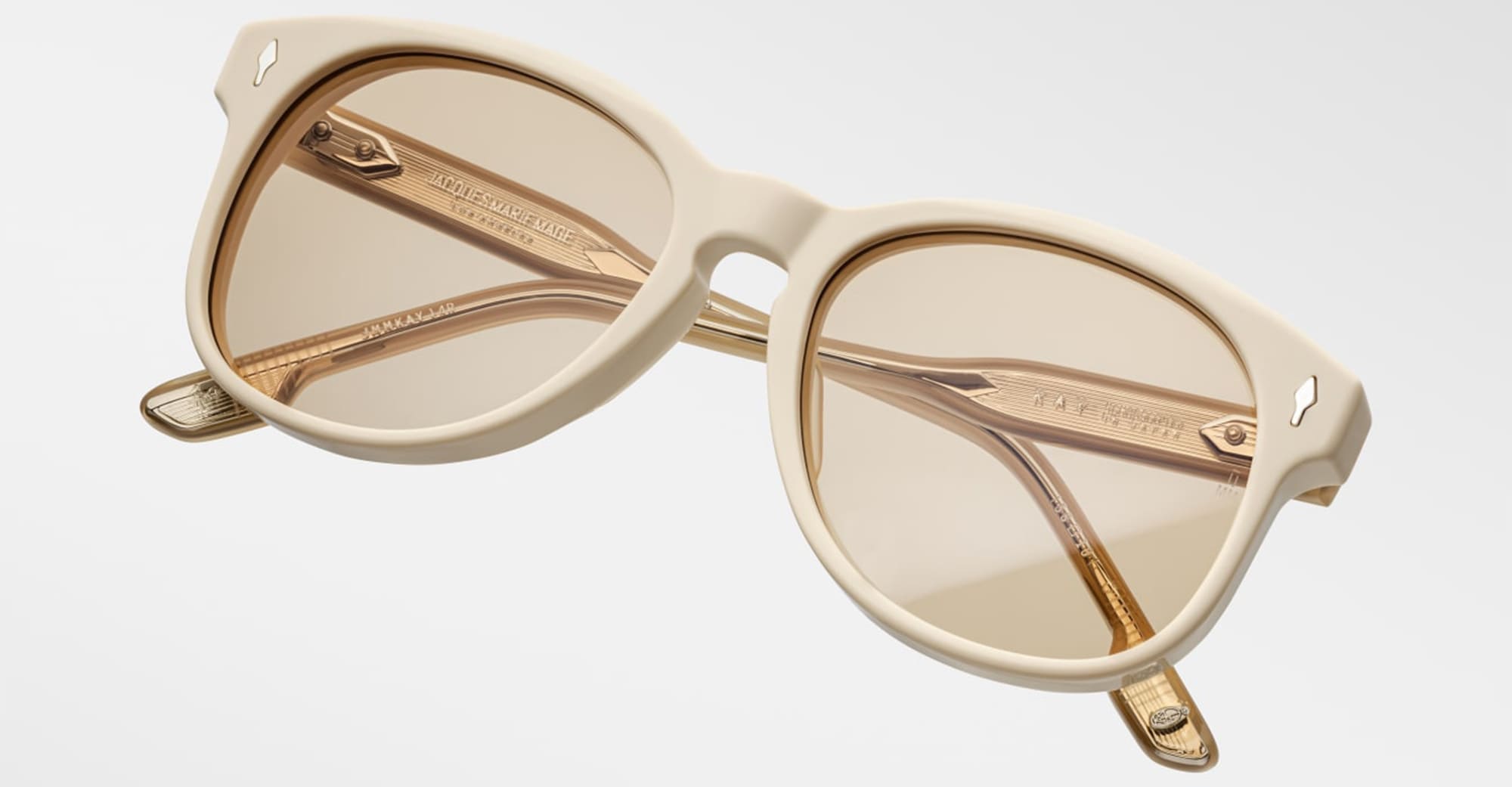 Ottica Mondello Roma - Jacques Marie Mage - JMMKAY-14R - SUEDE COLLECTION: KAY - SUN SUEDE - Acetate - shape Round - beige - EYEWEAR - SUNGLASSES - Donna,Women - lens yellow - Made In Japan