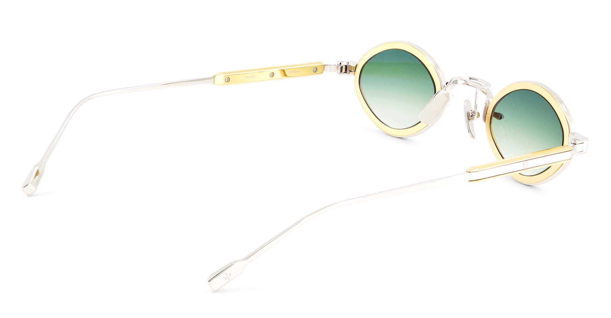 Ottica Mondello Roma - Sato - Talita-P-YG-1 - TALITA - PLATINUM / YELLOW GOLD - Acetate, titanium - shape Oval - silver, gold - EYEWEAR - SUNGLASSES - Unisex,Uomo,Donna,Women,Men - lens Gradient green - Made In Japan