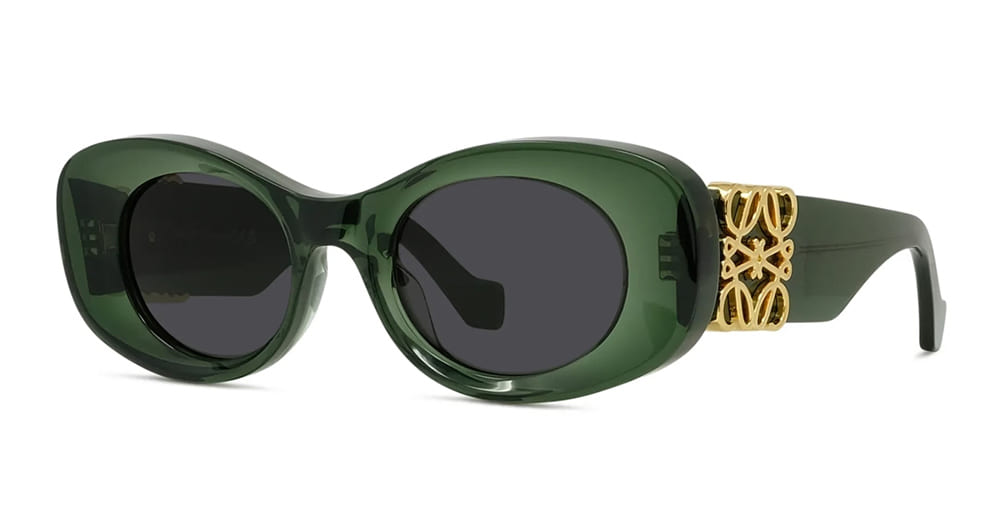 Ottica Mondello Roma - Loewe - LW40175U4998A - MAXI ANAGRAM LW40175U - GREEN - Acetate - shape Oval - green - EYEWEAR - SUNGLASSES - Donna,Women - lens Grey - Made In Italy