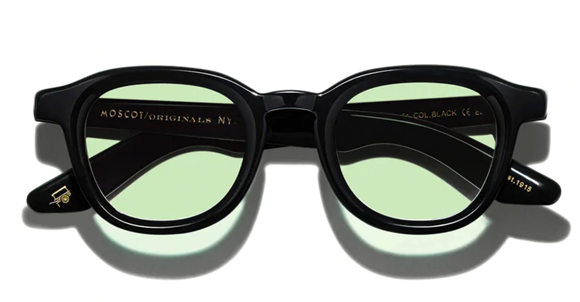 Ottica Mondello Roma - Moscot - OR-DAH-S44240200-TE - DAHVEN  (44) - BLACK / CUSTOM LIMELIGHT LENS - Acetate - shape Panto - Black - EYEWEAR - SUNGLASSES - Unisex,Uomo,Donna,Women,Men - lens Green - Made In China