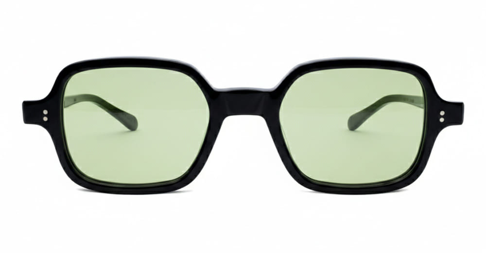 Ottica Mondello Roma - Julius Tart - JTPL-036A-2B-GN-30 - T-SQUARE - BLACK / GREEN LENS - Acetate - shape Squared - Black - EYEWEAR - SUNGLASSES - Unisex,Uomo,Donna,Women,Men - lens Green - Made In Japan