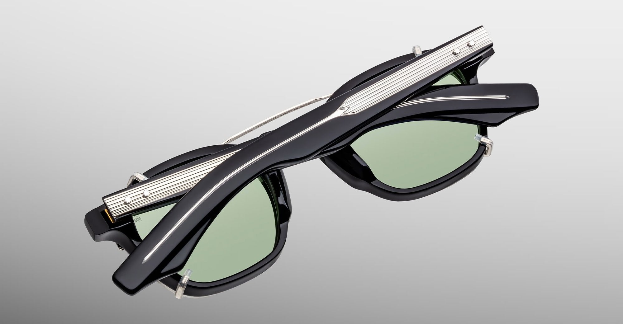 Ottica Mondello Roma - Jacques Marie Mage - JMMZPXCP-41 - ZEPHIRIN 47 CLIP ON 2 - SILVER - Titanium - shape Squared - Silver - EYEWEAR - SUNGLASSES - Unisex,Uomo,Donna,Women,Men - lens Green - Made In Japan