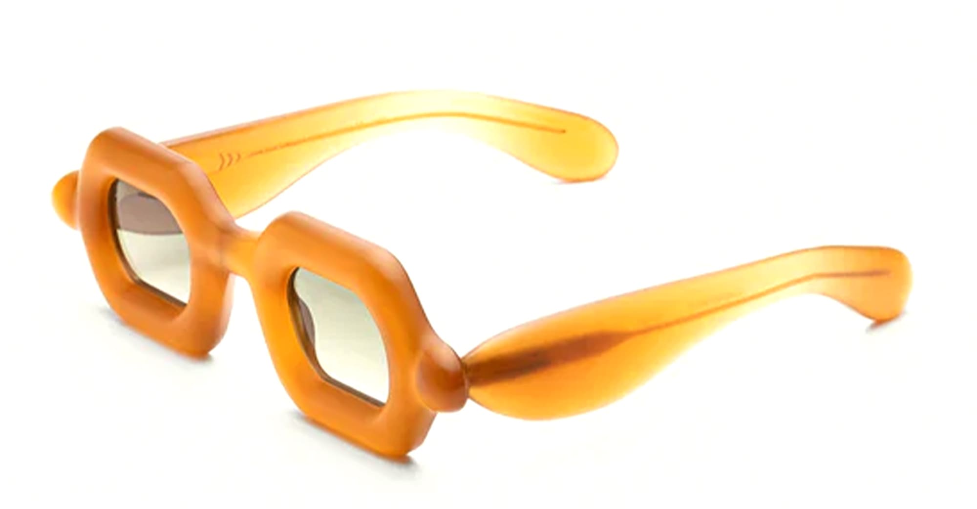 Ottica Mondello Roma - Paloceras - pebble-almond-split-sx - PEBBLE - ALMOND SPLIT SX - Acetate - shape Squared - orange - EYEWEAR - SUNGLASSES - Unisex,Uomo,Donna,Women,Men - lens Gradient green - Made In China