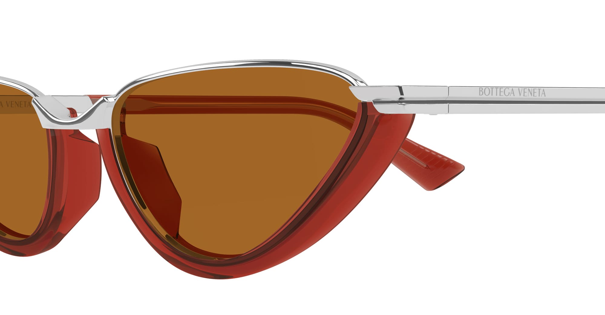 Ottica Mondello Roma - Bottega Veneta - BV1346S-002 - BV1346S-002 - RED / SILVER - Acetate - shape Cat-eye - red, silver - EYEWEAR - SUNGLASSES - Donna,Women - lens Brown - Made In Japan