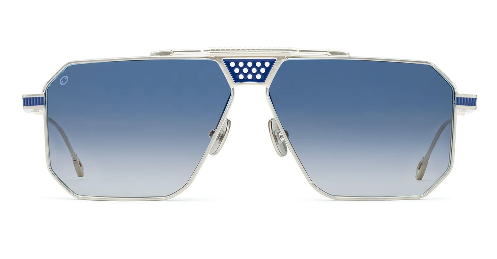 Ottica Mondello Roma - T HENRI - BMA006 - BERLINETTE - ARGENT BLEU - Titanium - shape Navigator - Silver, blue - EYEWEAR - SUNGLASSES - Unisex,Uomo,Donna,Women,Men - lens Gradient blue - Made In Japan
