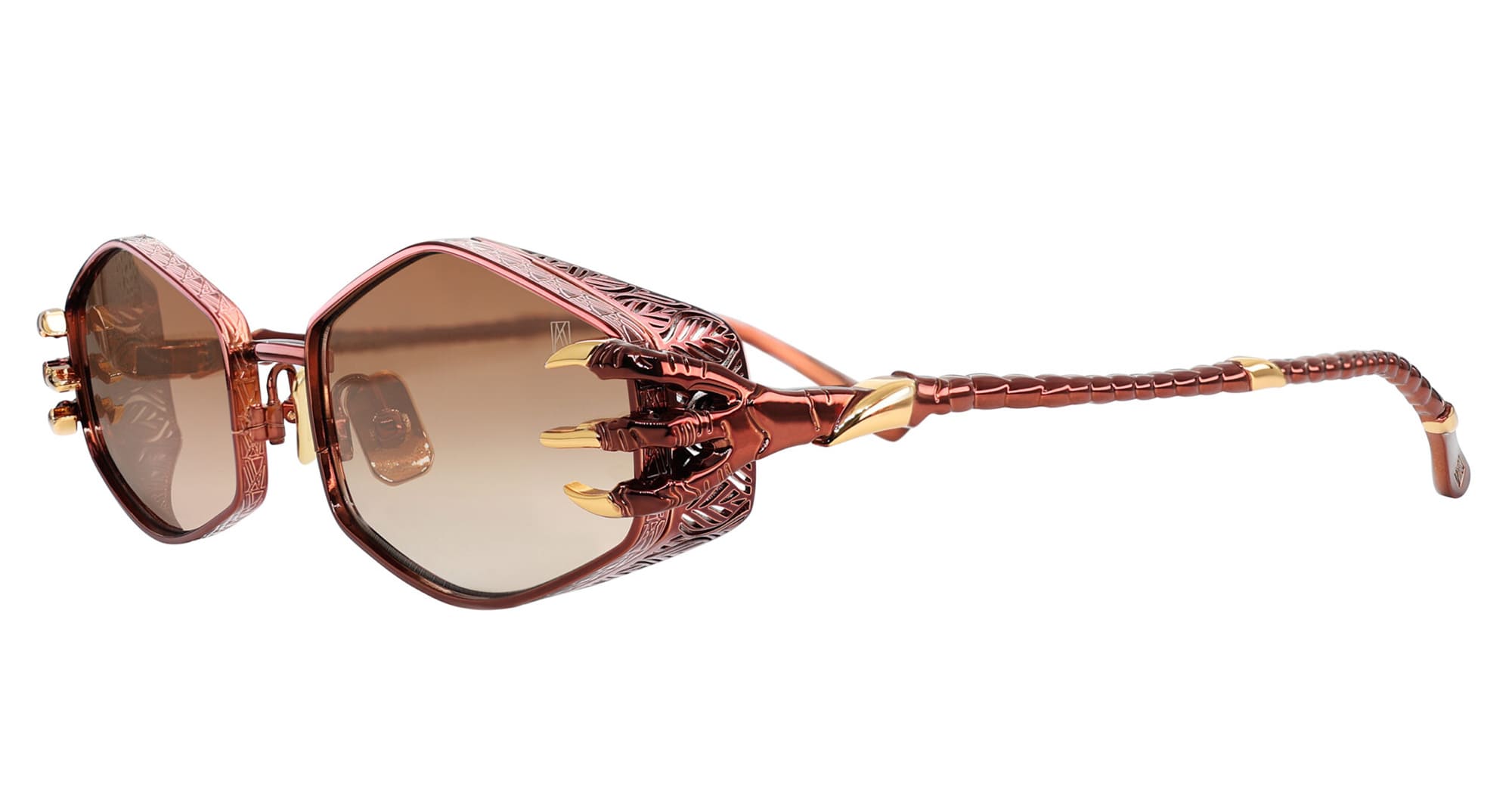 Ottica Mondello Roma - Anna-Karin Karlsson - S252-8807 - CLAW PLUME - Cocoa - Titanium - shape Hexagonal - brown - EYEWEAR - SUNGLASSES - Donna,Women - lens Gradient brown - Made In Japan