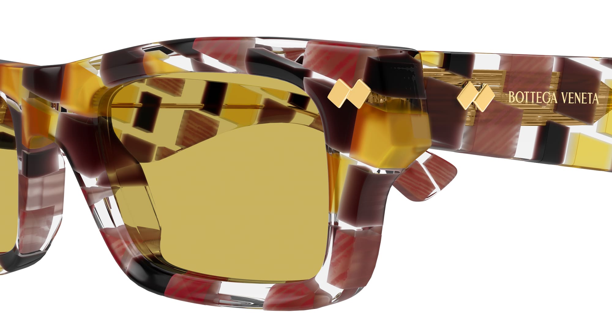 Ottica Mondello Roma - Bottega Veneta - BV1351S-003 - BV1351S-003 - MULTICOLOR - Acetate - shape Squared - brown - EYEWEAR - SUNGLASSES - Unisex,Uomo,Donna,Women,Men - lens yellow - Made In Japan