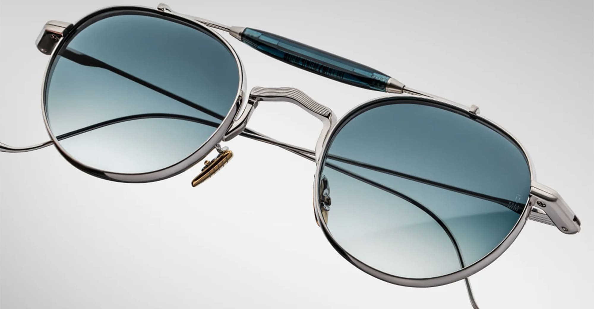 Ottica Mondello Roma - Jacques Marie Mage - JMMDS-17J - DASAN - ATLANTIC - Titanium - shape Aviator - Silver - EYEWEAR - SUNGLASSES - Unisex,Uomo,Donna,Women,Men - lens Gradient blue - Made In Japan