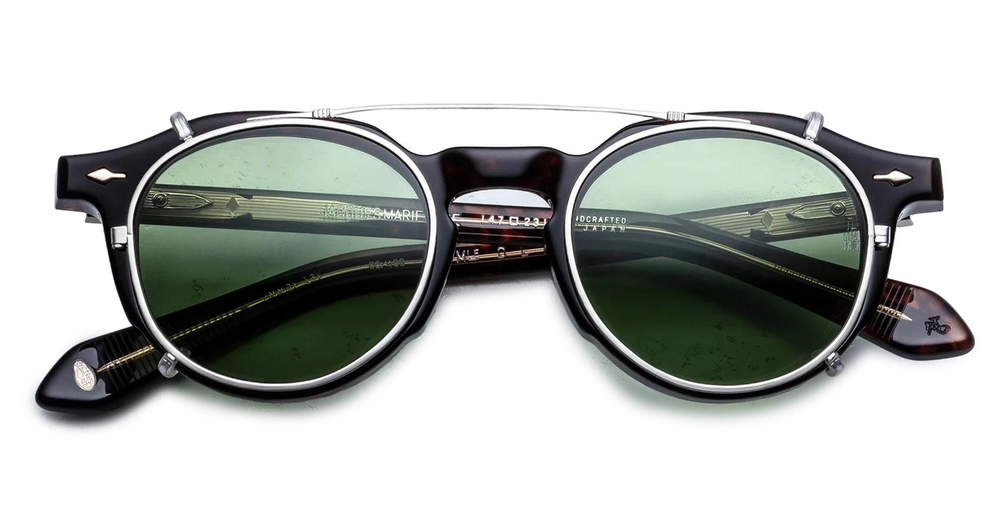 Ottica Mondello Roma - Jacques Marie Mage - JMMDYCP-41 - DEMONCEY CLIP ON - SILVER - Titanium - shape Round - Silver - EYEWEAR - SUNGLASSES - Unisex,Uomo,Donna,Women,Men - lens Green - Made In Japan