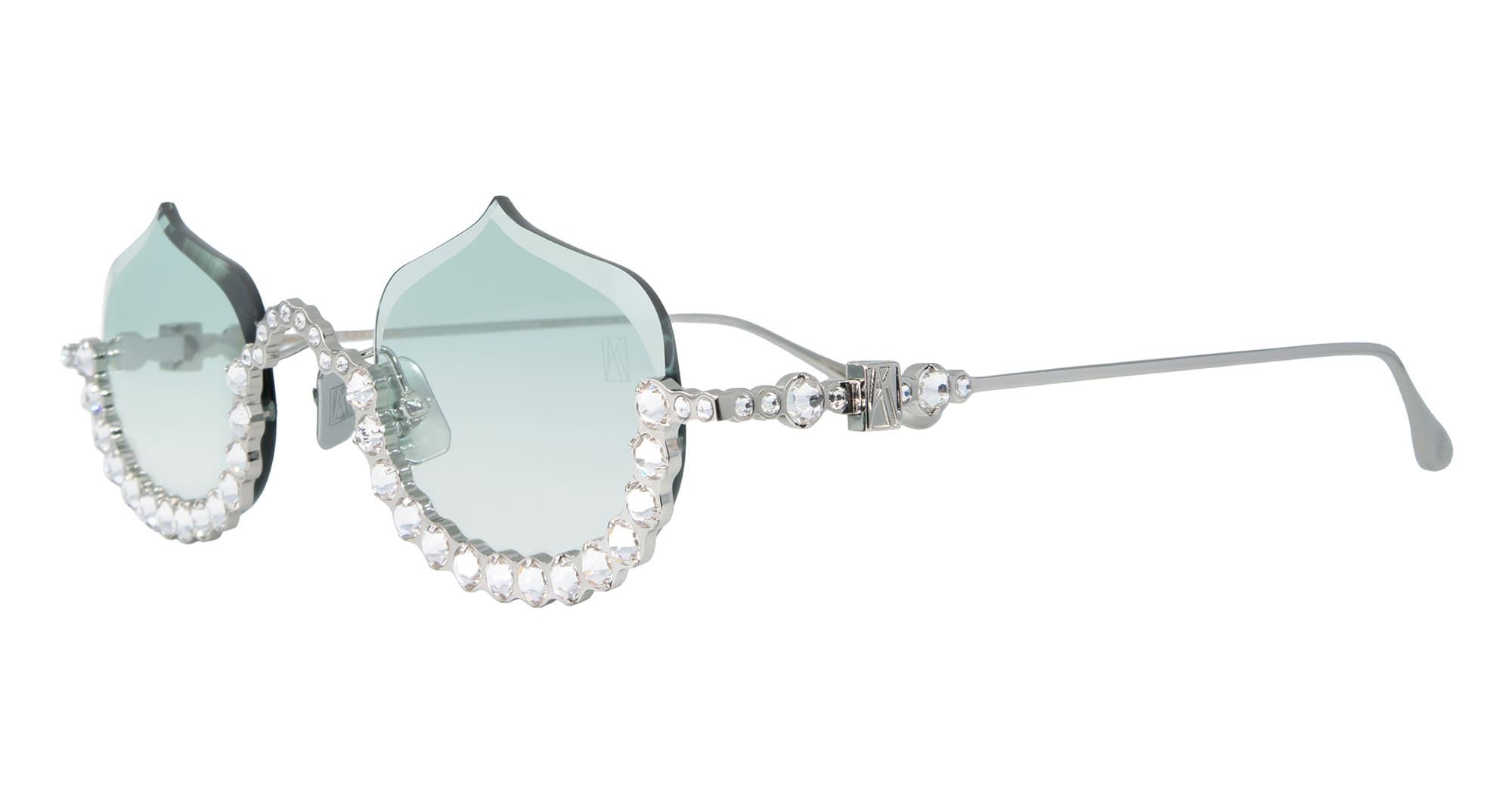 Ottica Mondello Roma - Anna-Karin Karlsson - S232-7702 - CRYSTAL MERINGUE - White Gold - Titanium - shape Oval - white gold - EYEWEAR - SUNGLASSES - Donna,Women - lens light blue - Made In Japan