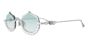 Ottica Mondello Roma - Anna-Karin Karlsson - S232-7702 - CRYSTAL MERINGUE - White Gold - Titanium - shape Oval - white gold - EYEWEAR - SUNGLASSES - Donna,Women - lens light blue - Made In Japan