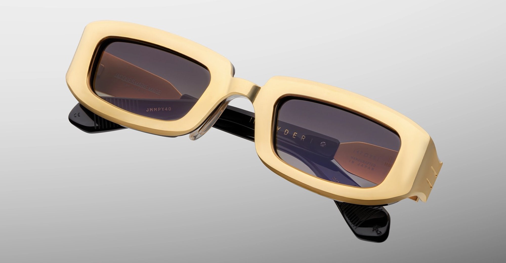 Ottica Mondello Roma - Jacques Marie Mage - JMMPY-40 - RYDER - GOLD - titanium, acetate - shape Rectangular - Gold - EYEWEAR - SUNGLASSES - Unisex,Uomo,Donna,Women,Men - lens Gradient grey - Made In Japan