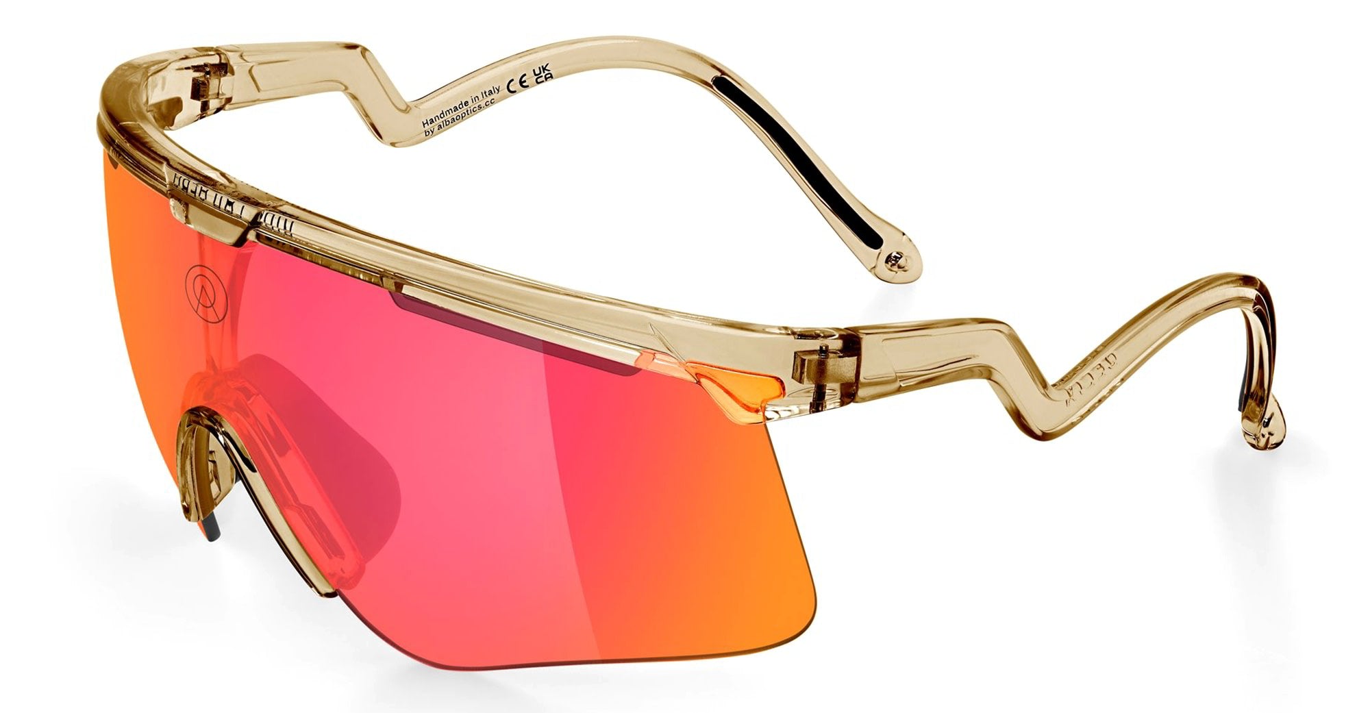 Ottica Mondello Roma - Alba Optics - 8050054518404 - DELTA - SMOKE GLOSSY / VZUM F-LENS FIRE - Tr90 - shape Mask - brown - EYEWEAR - SUNGLASSES - Unisex,Uomo,Donna,Women,Men - lens red - Made In Italy