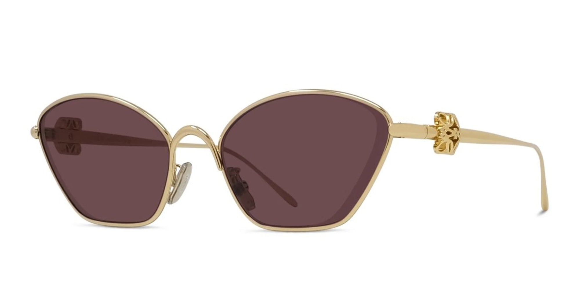 Ottica Mondello Roma - Loewe - LW40209U5730Y - ANAGRAM GOLD METAL CAT-EYE SUNGLASSES - Metal - shape Cat-eye - Gold - EYEWEAR - SUNGLASSES - Donna,Women - lens violet - Made In Italy