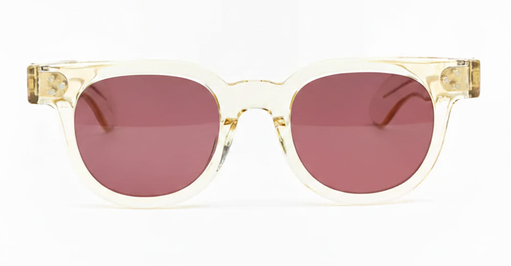  WINE LENS - Acetate - shape Round - transparent beige - EYEWEAR - SUNGLASSES - Unisex,Uomo,Donna,Women,Men - lens red - Made In Japan
