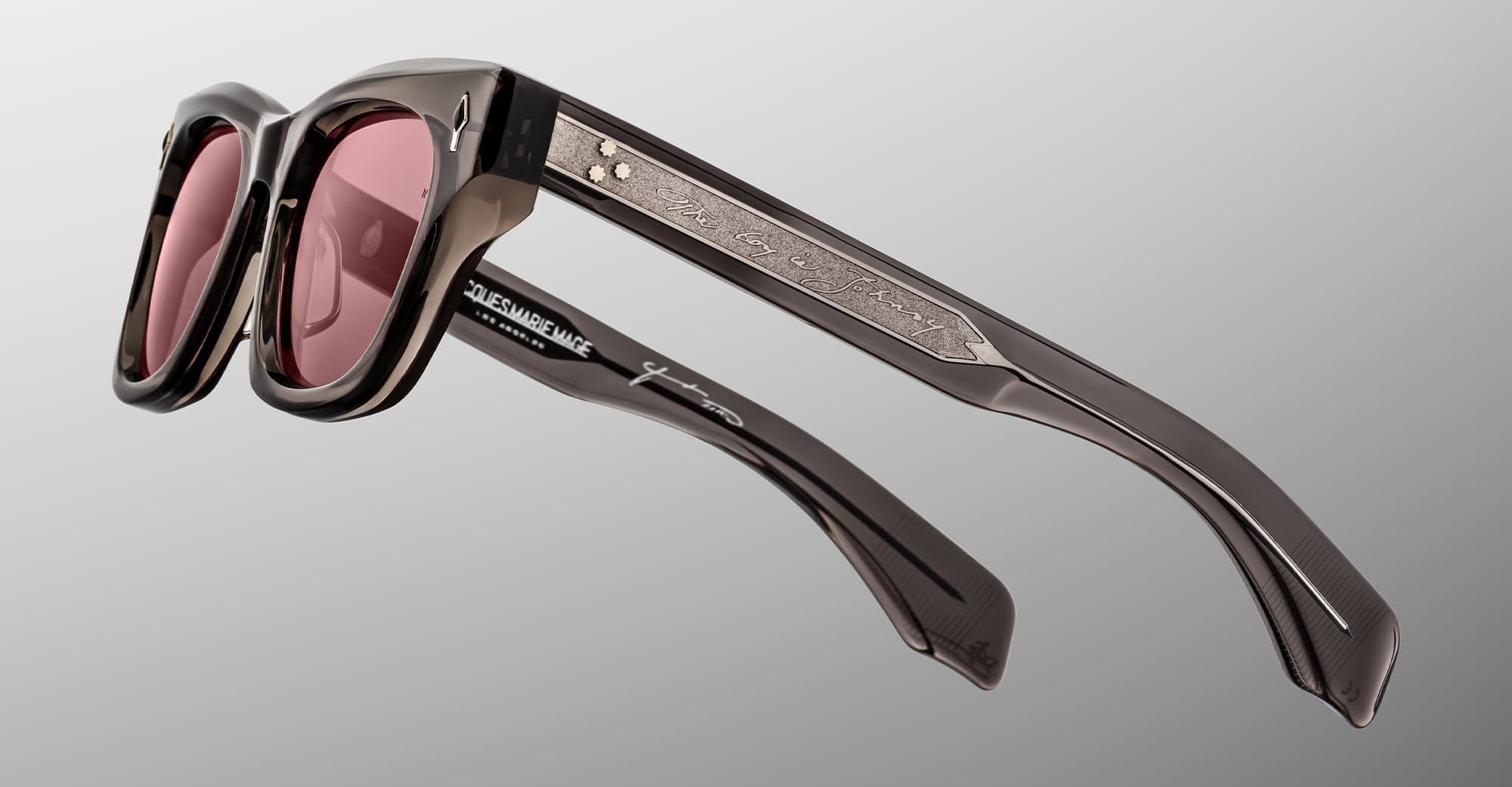 Ottica Mondello Roma - Jacques Marie Mage - JMMDE-4E - PATTI SMITH FOR JMM: DEALAN - MAUVAIS SANG - Acetate - shape Squared - grey - EYEWEAR - SUNGLASSES - Unisex,Uomo,Donna,Women,Men - lens red - Made In Japan